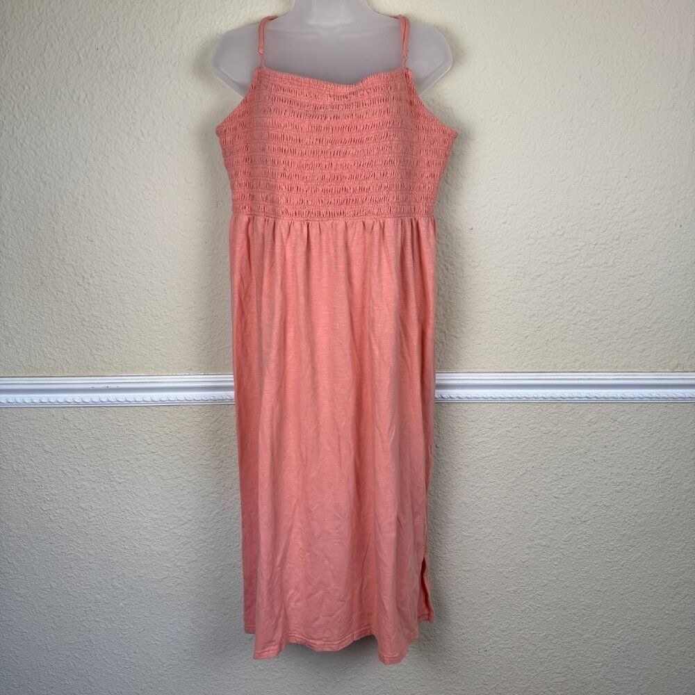Old Navy Dress XL Fit Flare Cami Smocked Coral Midi Beach Vacation Sun
